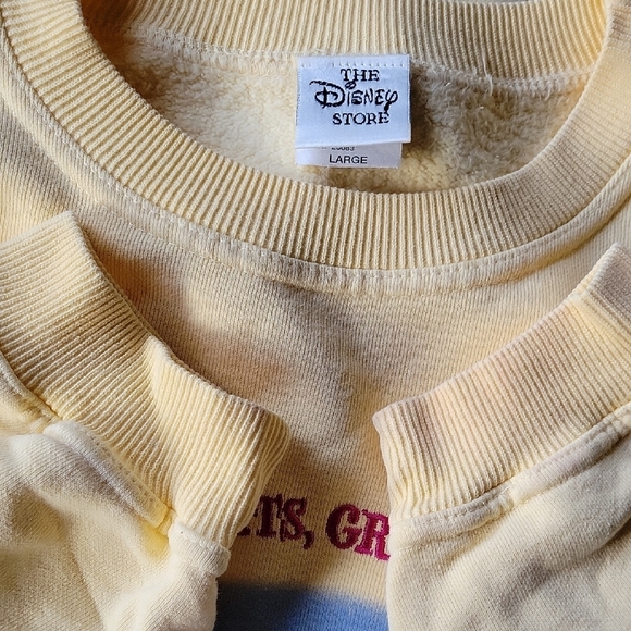 Disney Store Vintage 90's Embroidered Yellow Graphic Sweatshirt Size L - Picture 8 of 10